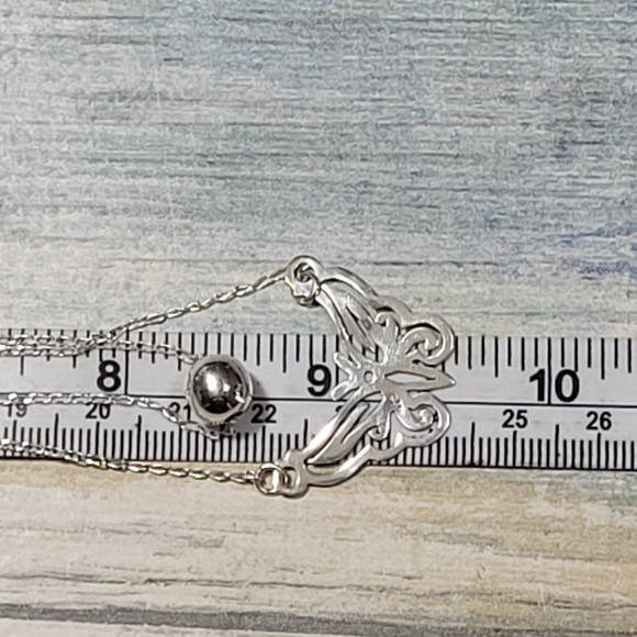 925 Butterfly two layers Necklace. - Picture 11 of 12